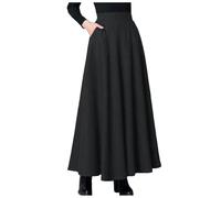 Jupe longue pour femme taille haute élégante coupe trapèze, avec cordon de serrage, couleur unie pour loisirs Femmes Bohème Jupes élastique Maxi Jupes Taille Haute Longues Tube Yoga Jupe (XXL)