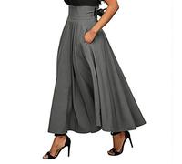 Jupe longue pour femme - Taille haute - Poches avec fente latérale - Longue jupe trapèze - Nœud - Jupe à volants - Taille haute - Longue - Haute qualité - Décontractée - Deux poches latérales - Lignes