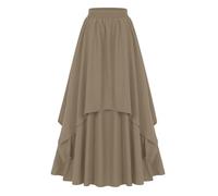 Jupe longue Renaissance pour femme - Jupe médiévale longue - Taille élastique - Ourlet irrégulier - Costume Renaissance - Jupe victorienne, A1 marron, M
