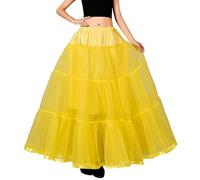 Jupe Longue sans os Big Swing pour Femme Jupon Demi-shag - Élégance Fluide et épanouie (Yellow, XL)