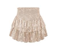 Jupe longue simple pour femme - Élégante - Élastique - Décontractée - Longueur genou - Mini jupe aérée - Motif floral - Jupe plissée décontractée - Mini jupe de plage basique, beige, M