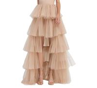 Jupe longue tutu pour femme - Coupe trapèze - Taille élastique - Jupe longue - Jupe en maille - Pour fête rave - Jupe puplum - Jupe d'Halloween, Or rose, S