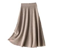 Jupe longue vintage en tricot marron pour femme - Automne hiver - Décontractée - Solide - Jupe coréenne noire taille haute, kaki, 40