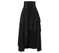 Jupe Medieval Femme Longue Gothique Jupe Lien Noué Renaissance Victorienne Dame Robe Steampunk Taille Haute Carnaval Festival Cosplay Robe Médiévale Gothique pour Halloween Carnaval Cosplay FêTe
