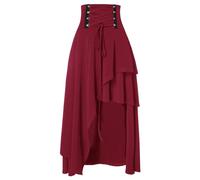 Jupe Medieval Femme Longue Gothique Jupe Lien Noué Renaissance Victorienne Dame Robe Steampunk Taille Haute Carnaval Festival Cosplay Robe Médiévale Gothique pour Halloween Carnaval Cosplay FêTe