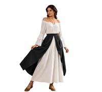 Jupe Medievale Femme Longue Taille Haute, Jupe Renaissance Victorienne Vintage, Jupes Trapeze Taille Elastique Ourlet à Volants Deguisement Paysans Adulte Pour Halloween Carnaval Cosplay Fetes Noël #