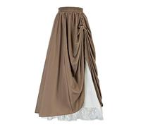 Jupe médiévale pour femme - Double couche - Jupe mi-longue Renaissance - Taille élastique - Jupe traditionnelle midi avec volants - Jupe trapèze victorienne - Jupe superposée - Tenue de festival pour