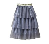Jupe mi-jupe fille trois seersucker presse plissée maille demi jupe princesse jupe courte 1 à 8 maillot de bain fille, gris, 18-24 mois