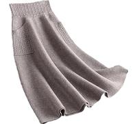 Jupe mi-longue en tricot pour femme - Taille haute - Avec poche - En tricot solide - Pour femme, voir image, M-L
