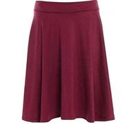 Jupe mi-longue patineuse à taille élastiquée pour femme extensible uni Taille au genou Swing FLA, bordeaux, 42