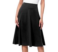 Jupe midi avec fentes - Robe décontractée simple et confortable - Jupe stretch unie - En ligne A - Avec genou évasé - Mini jupe d'hiver - Jupe longue pour fille et femme - Mini robe d'été courte, Noir