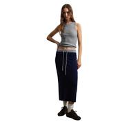 Jupe midi en mÃ©lange laine-cachemire femme Stefanel Bleu M