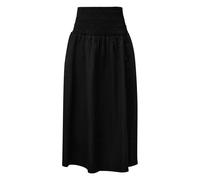 Jupe midi en popeline Ã dÃ©tails smoquÃ©s et poches italiennes femme COMMA Noir 36