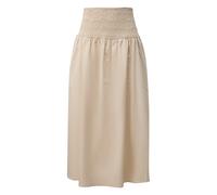 Jupe midi en popeline à détails smoqués et poches italiennes femme COMMA Beige 38