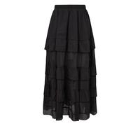 Jupe midi fluide Ã©vasÃ©e Ã volants en style bohÃšme femme QS Noir 42