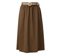 Jupe midi fluide en lin mÃ©langÃ© avec taille Ã©lastiquÃ©e et ceinture femme s.Oliver Marron 48
