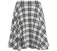 Jupe midi patineuse évasée swing pour femme à imprimé uni avec taille élastique grande taille, Tartan blanc., 50-52