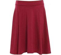 Jupe midi patineuse évasée swing pour femme à imprimé uni avec taille élastique grandes tailles, Rouge, 50-52