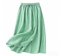 Jupe midi pour femme - Jupe tartan vichy - Taille élastique - Cordon de serrage - Ligne A avec poches - Jupe d'été fluide - Jupe de plage pour vacances