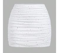 Jupe mini à double couche en maille perspective, enveloppante aux hanches, pour une soirée d'automne L,M,S,XL,XS,XXL,XXS,XXXL,XXXXLBlocs de couleur,Géométrique,Unicolore,Tout ImpriméTissu tricoté