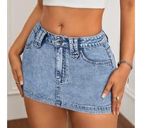 Jupe mini en jean taille basse sexy, style de rue, lavée, super courte et moulante, pour l'été L,M,S,XL,XS,XXSUnicoloreJean