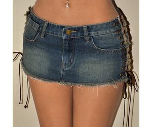 Jupe mini ultra-courte en denim avec nœud sexy L,M,S,XS,XXSJean