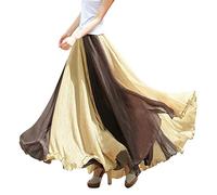 Jupe moderne complète adaptée aux femmes Jupe de couleur bohème Jupe en mousseline fluide, café, taille unique
