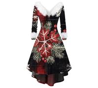 Jupe Noel Femme, Nouvel Mère Costume Pull Laine Fete Nuisette Réveillon Robe Sexy, Chic Robe Hiver Grande Taille, Taille -Noel Veste Sapin Tenue Sexy Noël Femme, XL