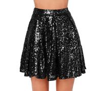Jupe Pailettes, Jupe Plissée Noire Jupe Fluide Voile Jupe Taille Elastique Femme Robe Transparente Festival Jupe Tango Femme Jupes Courtes Vetements Paillettes Femme