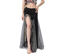 Jupe Paillette Femme Chic et Elegant Jupes Longue Paillettes et Sequins de Rave pour Danse, Latine Rumba Samba Tango Sequin Jupe Paillette Skirt Belly Dance Rave Party Dancewear Fête Carnaval