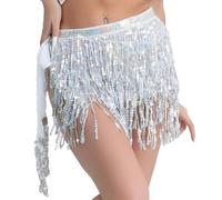 Jupe Paillette Femme, Écharpes Hanche Danse Ventre,Jupe de Rave à Paillettes pour Danse du Ventre, Hanche, écharpe, Franges, Jupe Costume Rave pour Femmes et Filles