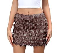 Jupe Paillette Femme Jupe A Paillette Danse Orientale Robe Disco Sequin Froufrou Leopard Patineuse Pirate Bouffante Tenue Festival Plume Franges Jaune Mini 2Xl Doré Short Rose Rouge Doree Ruffle