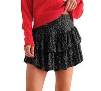 Jupe Paillette Femme, Short Paillette Plissée Deguisement Princesse Adulte Elegant Soirée Multicolore Ballerine Skirt Fille Rétro Année 80 Grande Taille Confortable Jupes Patineuse Carnaval Festivals