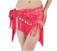 Jupe Paillette Femme Soirée Costume de Danse du Ventre pour Femmes Jupes Paillettes Enveloppées de Franges Jupes de Franges Rave du Ventre Ethnique Indienne Tenue De Belly Dance pour Femmes et Filles