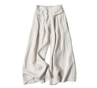 Jupe Pantalon Femme Fluide Eté Sarouel Jupe Culotte Taille Elastique Pantalon Ample Large Beige Étiquette XL 38