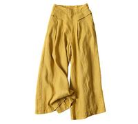 Jupe Pantalon Femme Fluide Eté Sarouel Jupe Culotte Taille Elastique Pantalon Ample Large Jaune Étiquette XXXL 42