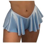 Jupe Pantalon Femmes Mode Couleur Pure lâche Jupe Courte Ourlet décontracté Jupe Courte Pantalon (M,1bleu)