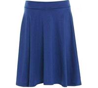 Jupe patineuse évasée pour femme Imprimé uni Taille élastique Grande taille, bleu marine, 42