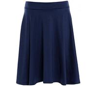 Jupe patineuse mi-longue pour femme avec taille élastique, bleu marine, 44