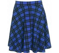 Jupe patineuse midi évasée pour femme à imprimé uni avec taille élastique grande taille swing pour dames, Bleu écossais, 50-52