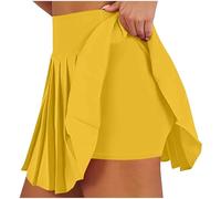 Jupe patineuse plissée taille haute avec short pour femme, jupe courte de tennis, école, jupe basique polyvalente, jupe trapèze, mini jupe patineuse extensible, jupe athlétique, de golf, jupe évasée