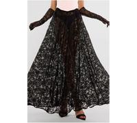 Jupe plissÃ©e femme Goddiva Floral Lace A-Line Maxi Noir S