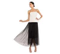 Jupe plissÃ©e mi-longue en tulle froncÃ©e femme Goddiva Noir TU