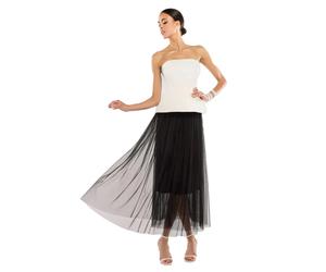 Jupe plissÃ©e mi-longue en tulle froncÃ©e femme Goddiva Noir TU