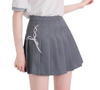 Jupe plissée à carreaux taille haute pour uniforme scolaire japonais - Jupe plissée JK pour patineuse et tennis, B-Gris., Taille S