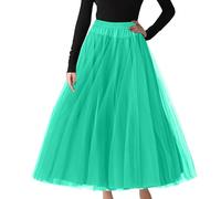 Jupe plissée basique solide pour femme - Jupe midi élégante - Jupe plissée élégante - Jupe plissée - Taille haute - Jupe plissée - Longueur genou - Jupe patineuse pour fête, festival, fête, carnaval