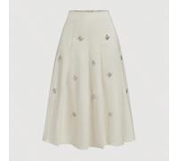 Jupe plissée beige élégante pour femmes avec décoration de cristaux, pour soirée, Nouvel An, bureau, travail. Tenue de Nouvel An pour femmes, tenue de Nouvel An, décontracté chic, style "old money", a