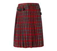 Jupe plissée classique à carreaux écossais - Robe vintage plissée - Point contrasté médiéval - Jupe plissée traditionnelle écossaise, rouge, M