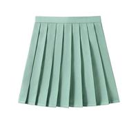 Jupe plissée décontractée pour femme - Mini jupe trapèze polyvalente pour le quotidien, le travail, les études, les fêtes, les soirées, la danse avec un design de couleur contrastée, vert, XS