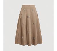 Jupe plissée élégante pour femmes avec décoration de cristaux, jupe pour soirée, Nouvel An, bureau, travail, Nouvel An pour femmes, tenue du Nouvel An, tenue décontractée chic, style "Old Money", acad
